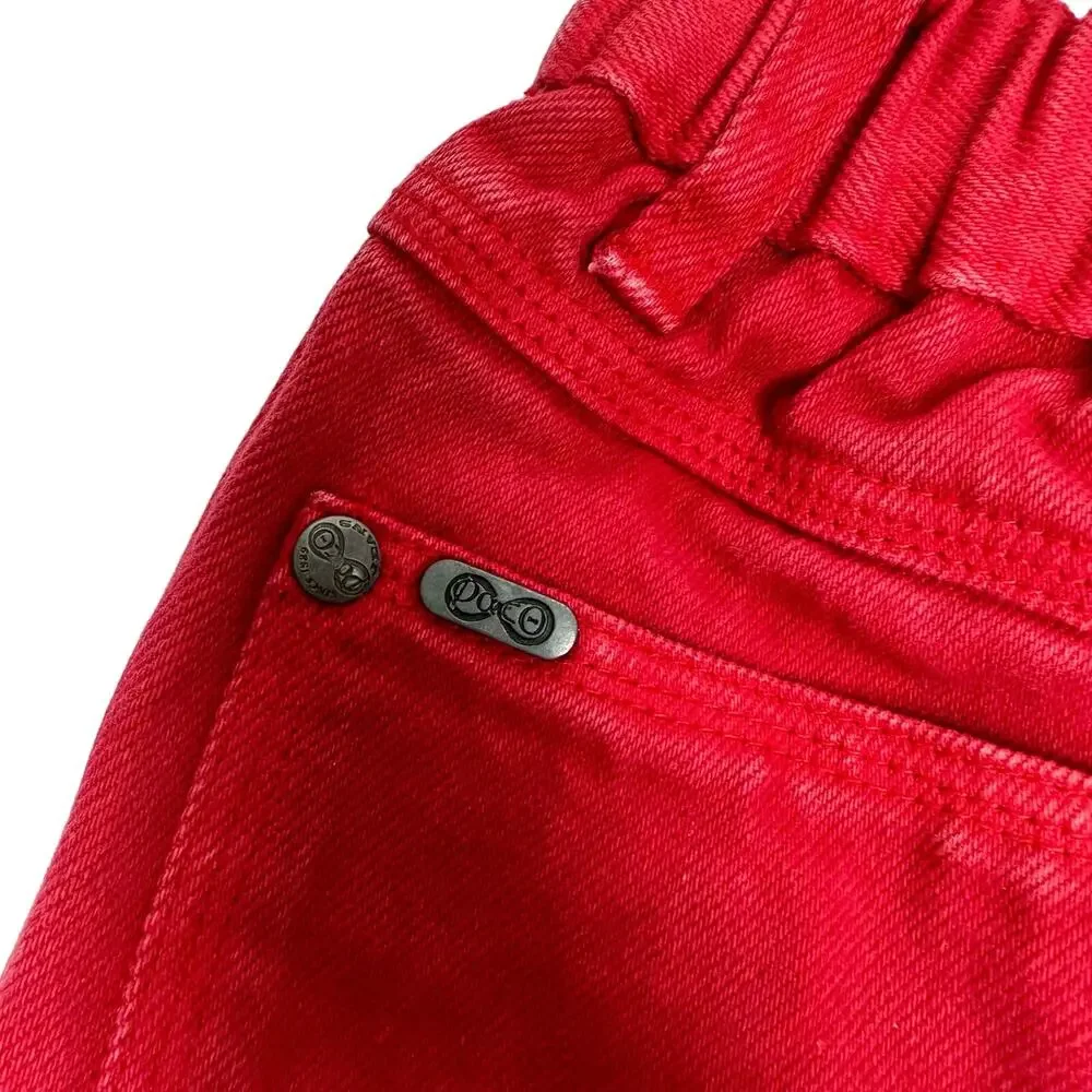 Vintage 90s Girls Shorts Size‎ 4T Red Denim 100% Cotton